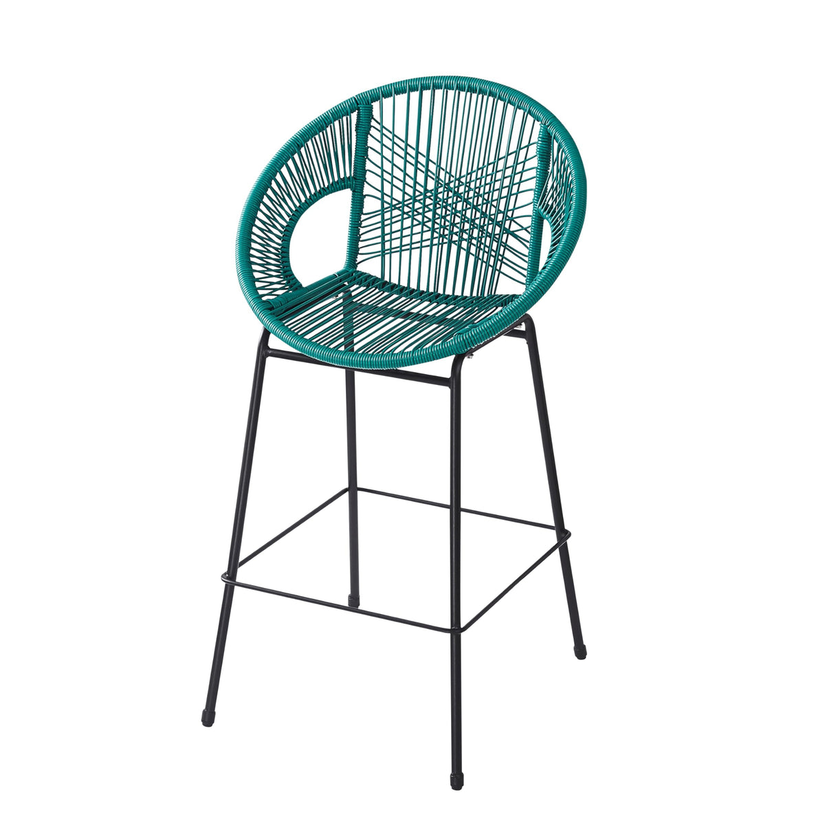 Teal Faux Wicker Outdoor Bar Stool Set of 2 B9755
