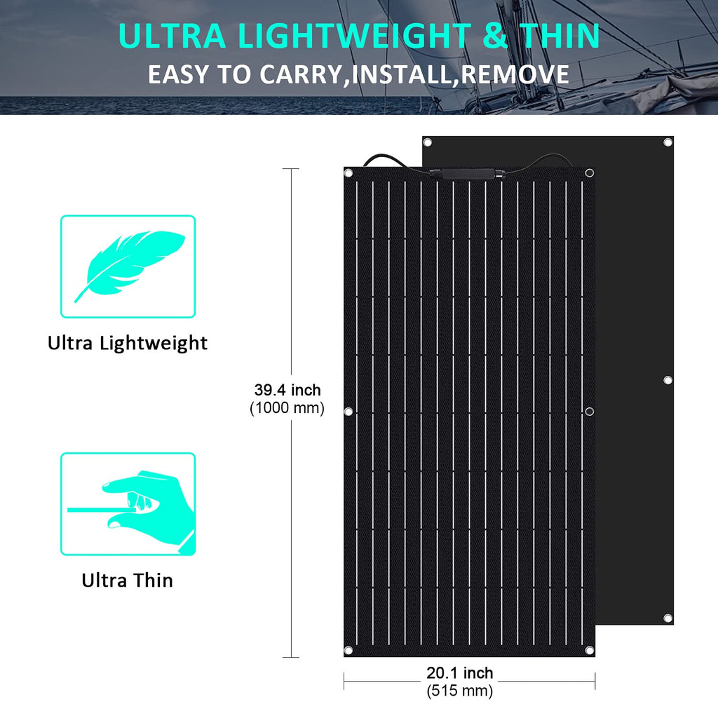 300 Watts 12 Volts ETFE Flexible Monocrystalline Solar Panels with 30A MPPT Charge Controller O731