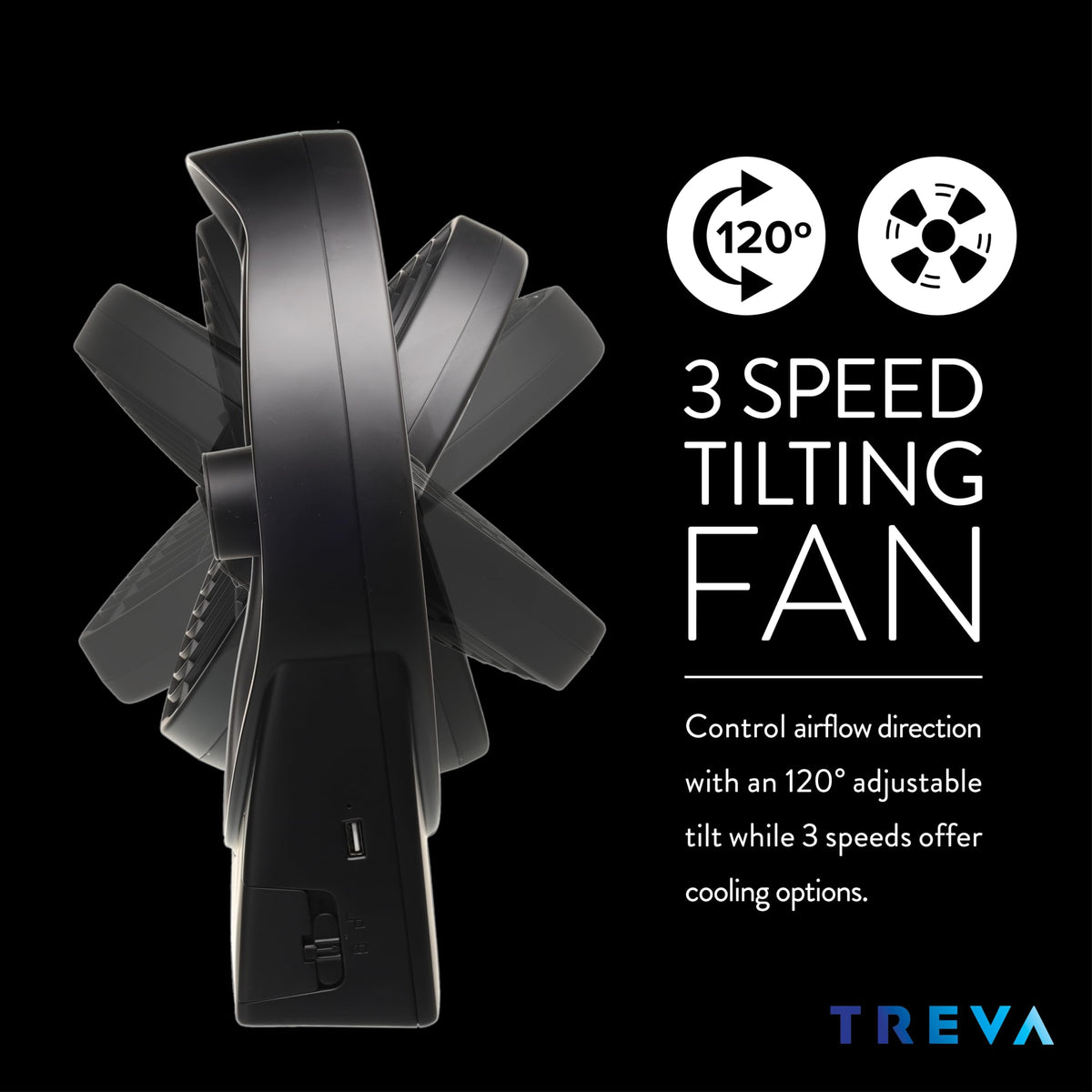 Rechargeable Battery Powered 3-Speed Personal Fan O336466
