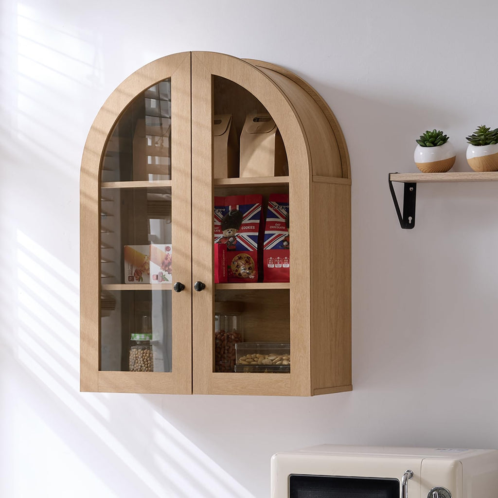 Arched Wall Mount Bathroom Cabinet with Glass Doors T703330
