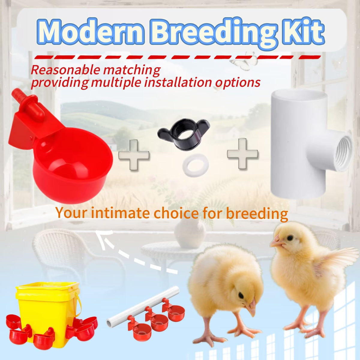 24 Pack Automatic Chicken Waterer Cups Kit B249