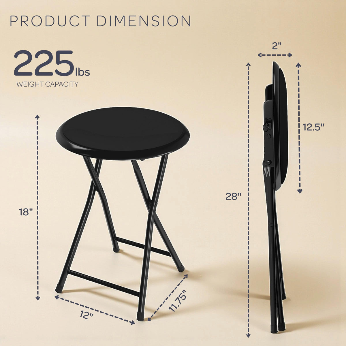 Folding Backless Stool 18-Inch 225lb Capacity M140