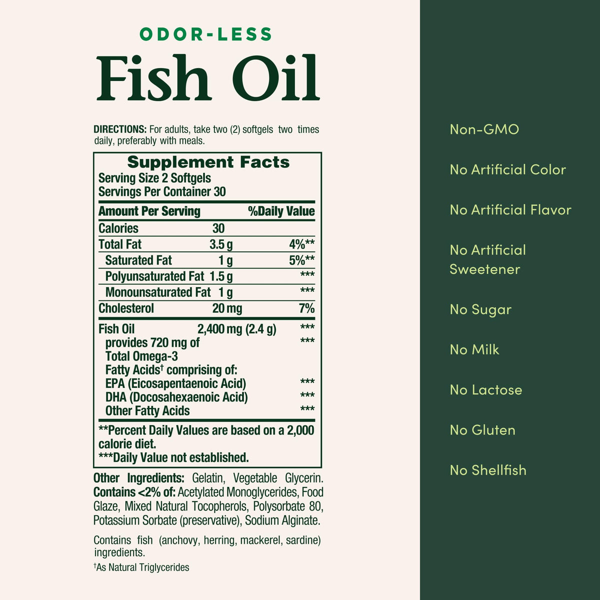 Fish Oil Omega 3 Supplements 1200mg 60 Softgels W49634