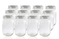 12 Regular Mouth Glass Mason Jars with Lid and Band F49173