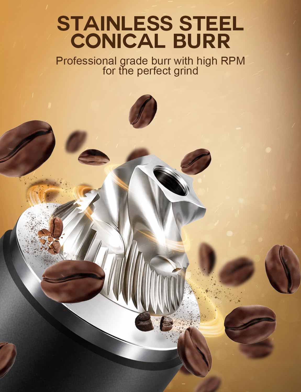 Portable Electric Burr Coffee Grinder with 60 Grind Settings O44364
