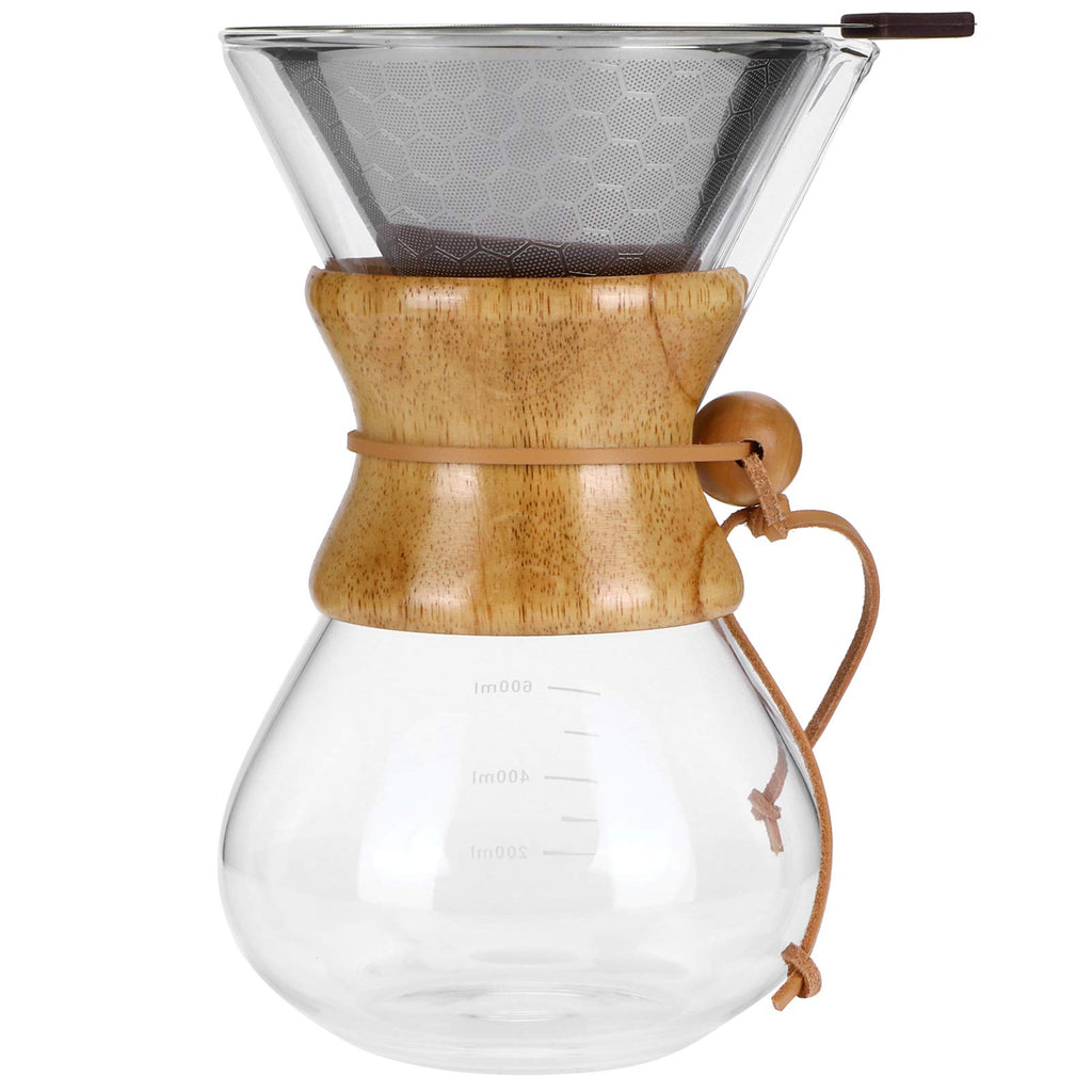 High Temp Glass Coffee Drip Pot with Reusable Filter 600ml U42023