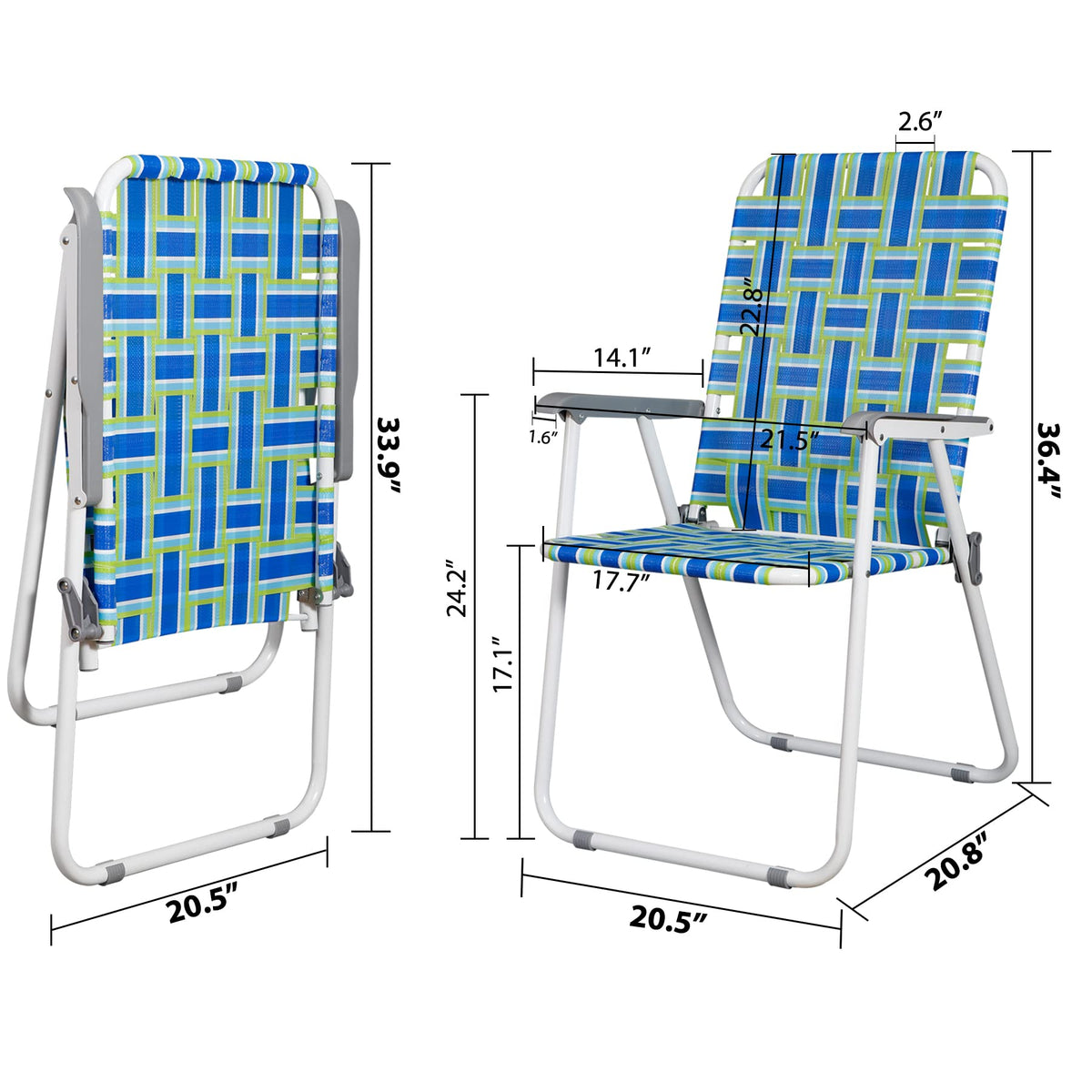 Folding Metal Webbed Outdoor Chair Set of 2 Blue X671413