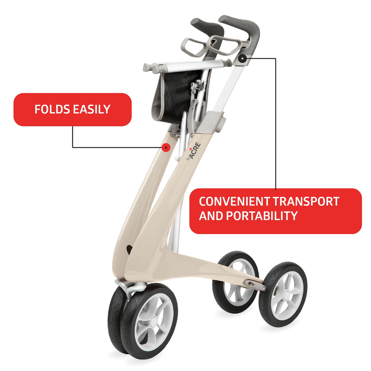 Carbon Ultralight Rollator Walker with Organizer Bag T305