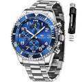 Mens Chronograph Moon Phase Two Tone Stainless Steel Waterproof Luminous Wrist Watch S2024