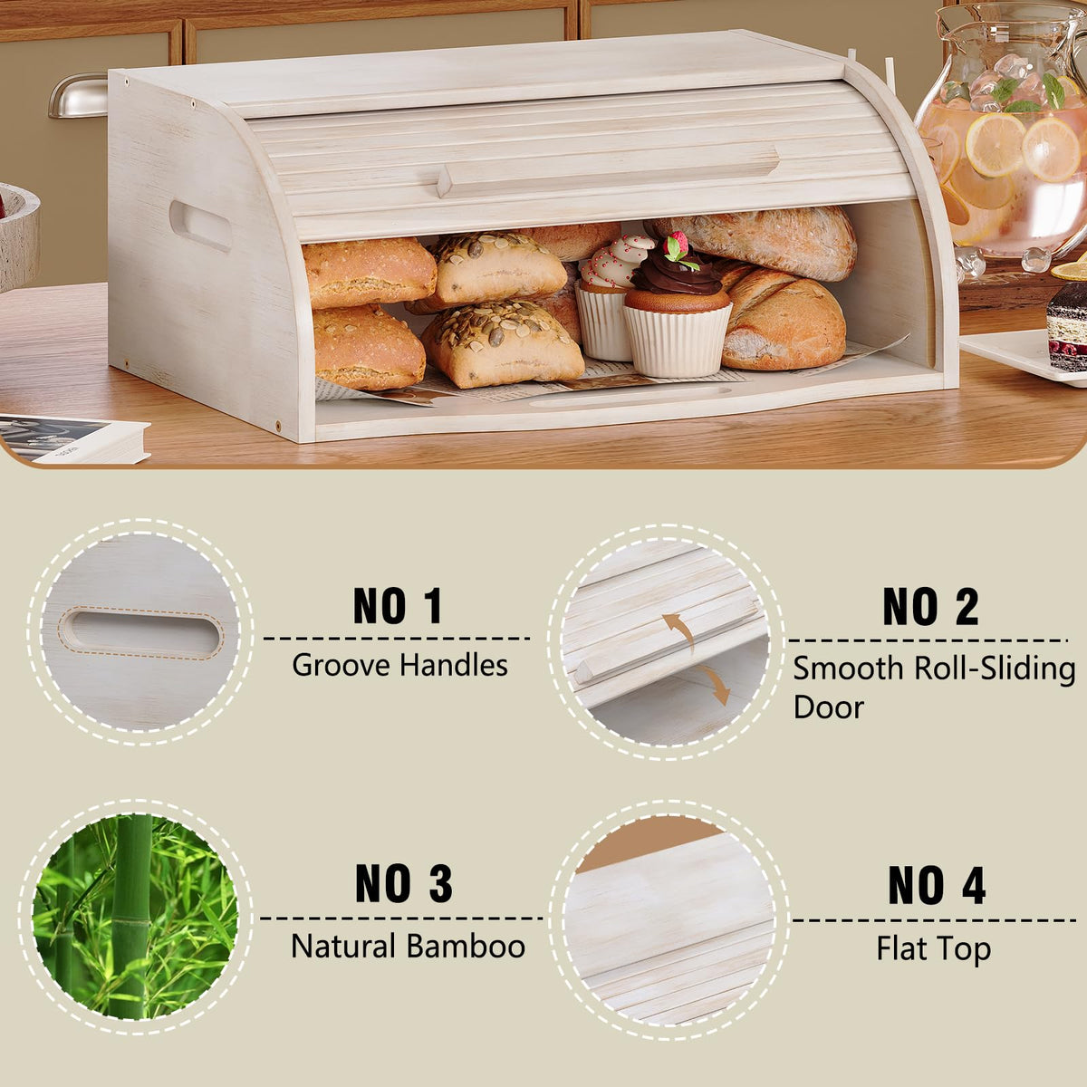 Bamboo Roll Top Bread Box P943214