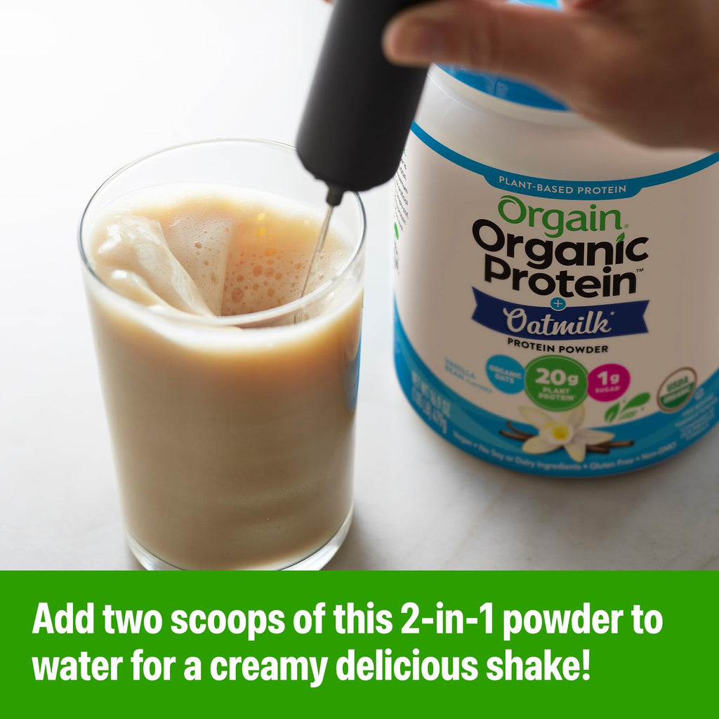 Organic Vegan Protein Powder + Oat Milk, Vanilla Bean, 20g Plant Based Protein, 1.05lb M310