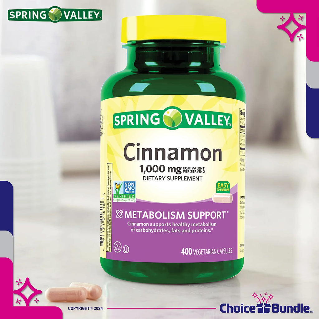 Cinnamon Supplement 1000mg 400 ct Vegetarian Capsules T18918