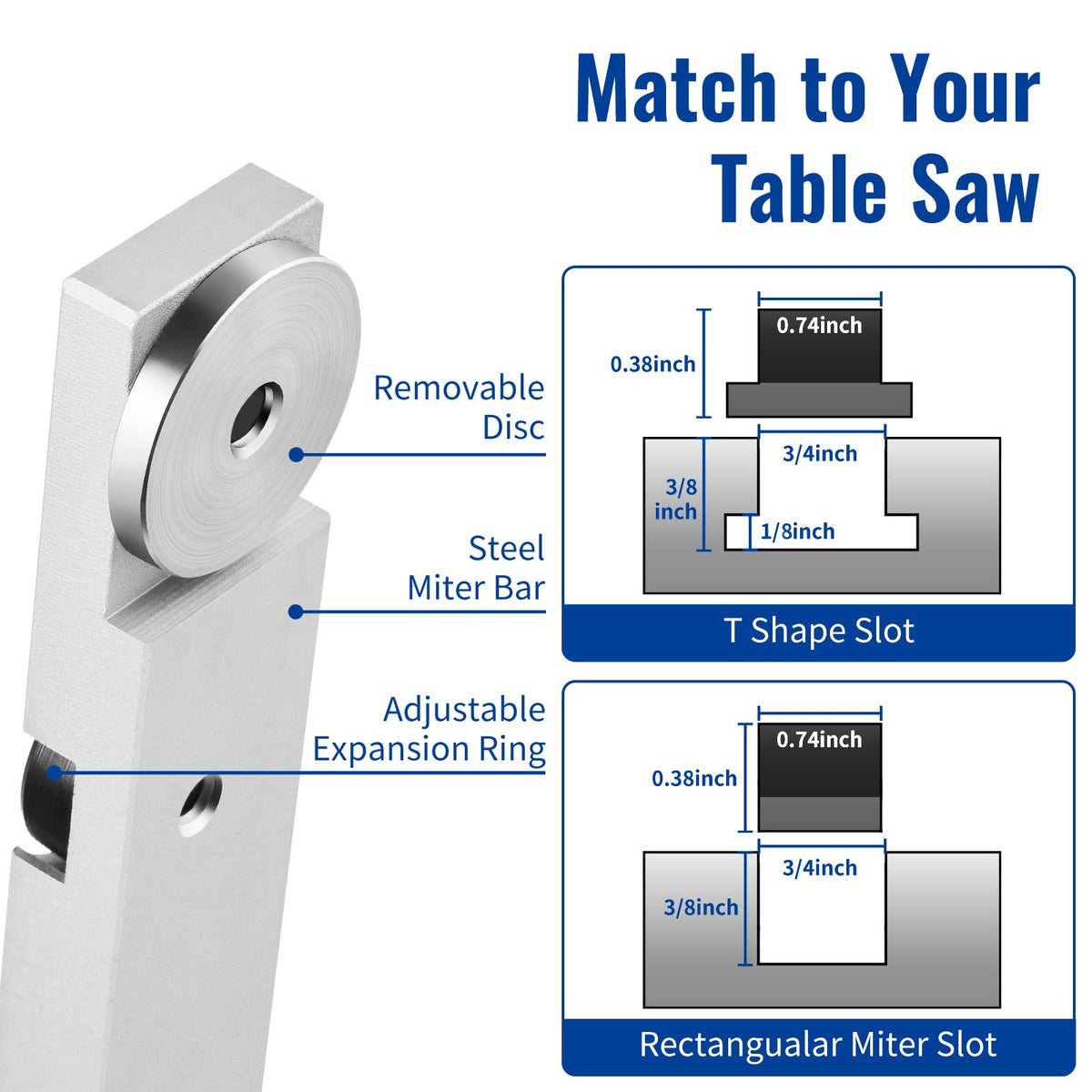 Table Saw Miter Gauge Fence with 11 Preset Angle Stops O835