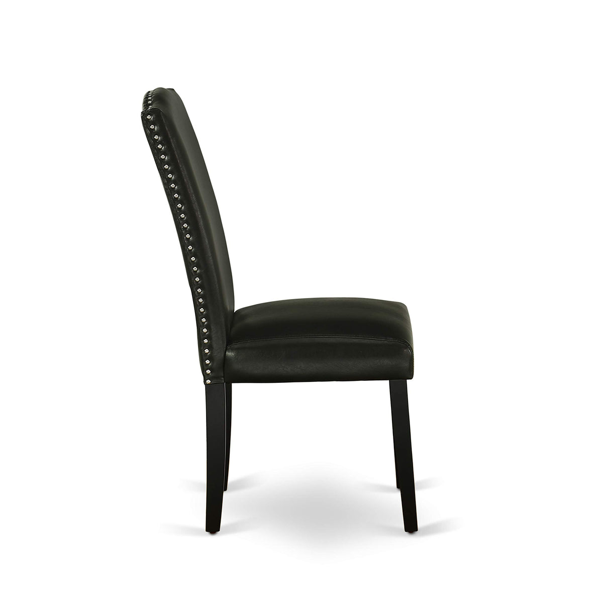 Black Faux Leather Padded Dining Chairs Set of 2 I2652