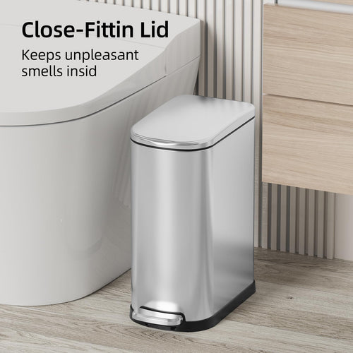 2.6 Gallon Stainless Steel Step Trash Can with Lid P477