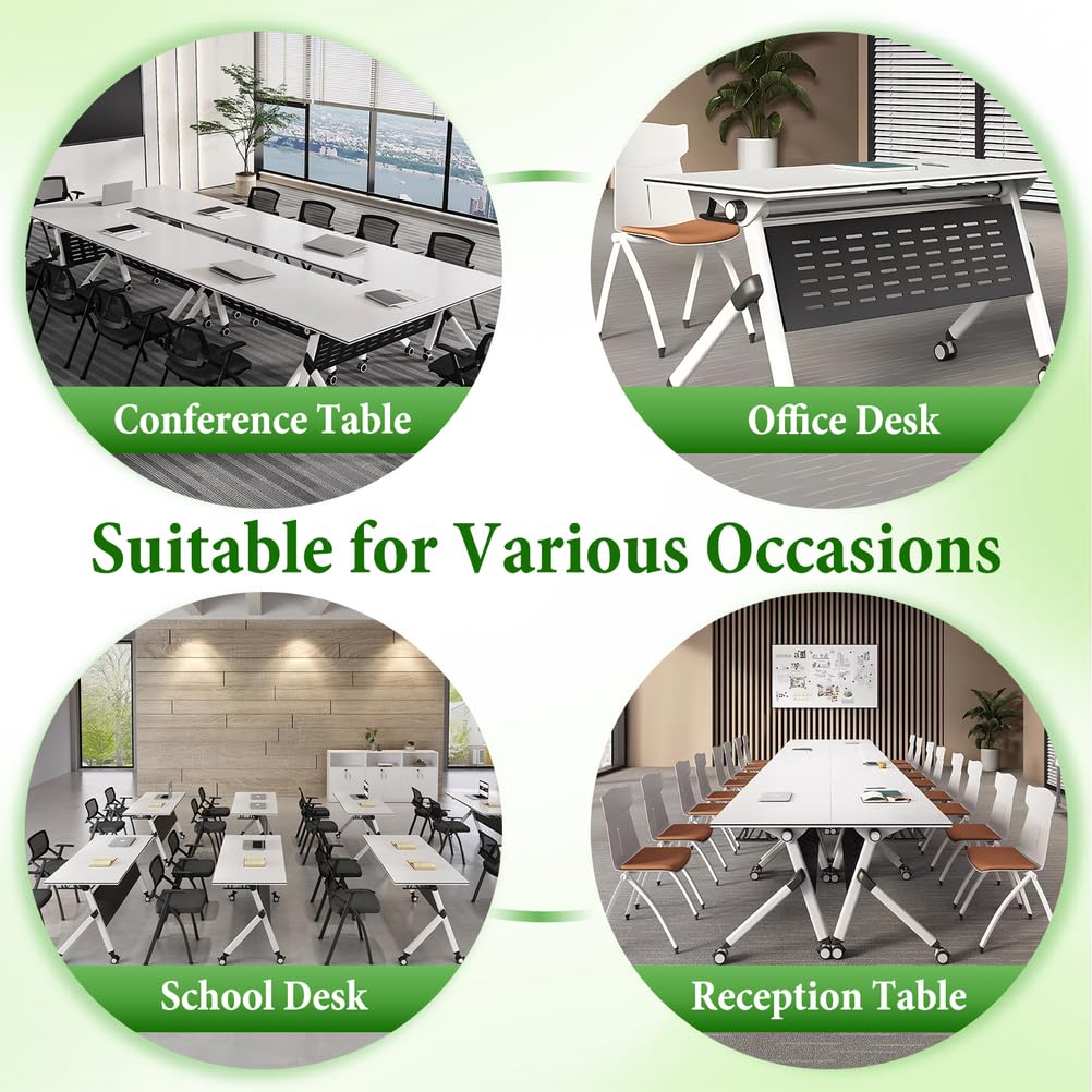 Folding Conference Table with Locking Wheels, 8 Pack, 63x24x30 Inch U629336