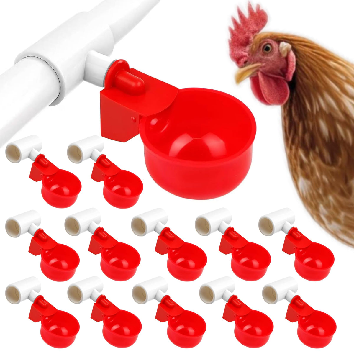 24 Pack Automatic Chicken Waterer Cups Kit B249