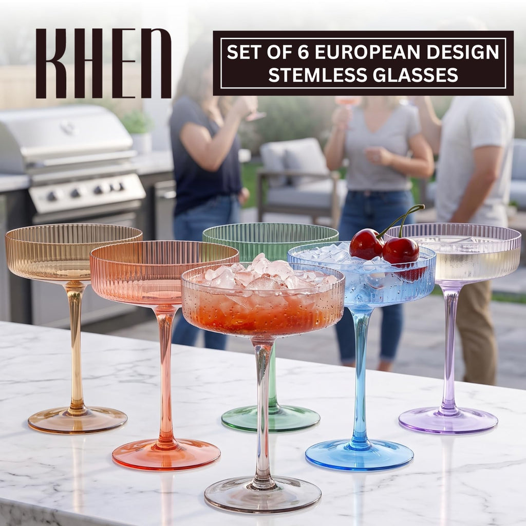 Ribbed Coupe Glasses 8oz 6 Pieces E1735