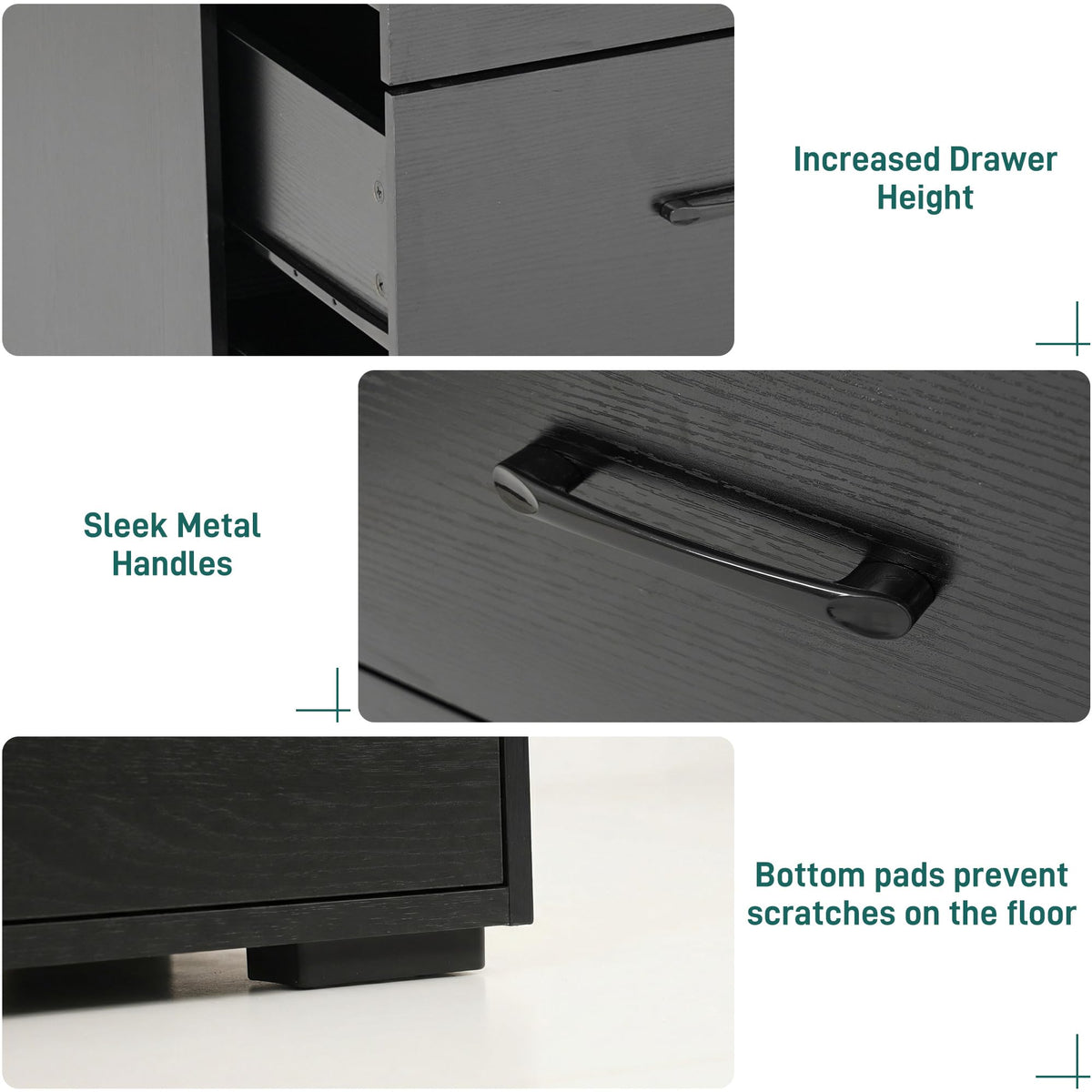 Black 9 Drawer Wood Dresser with Power Outlet and LED Lights Z184136