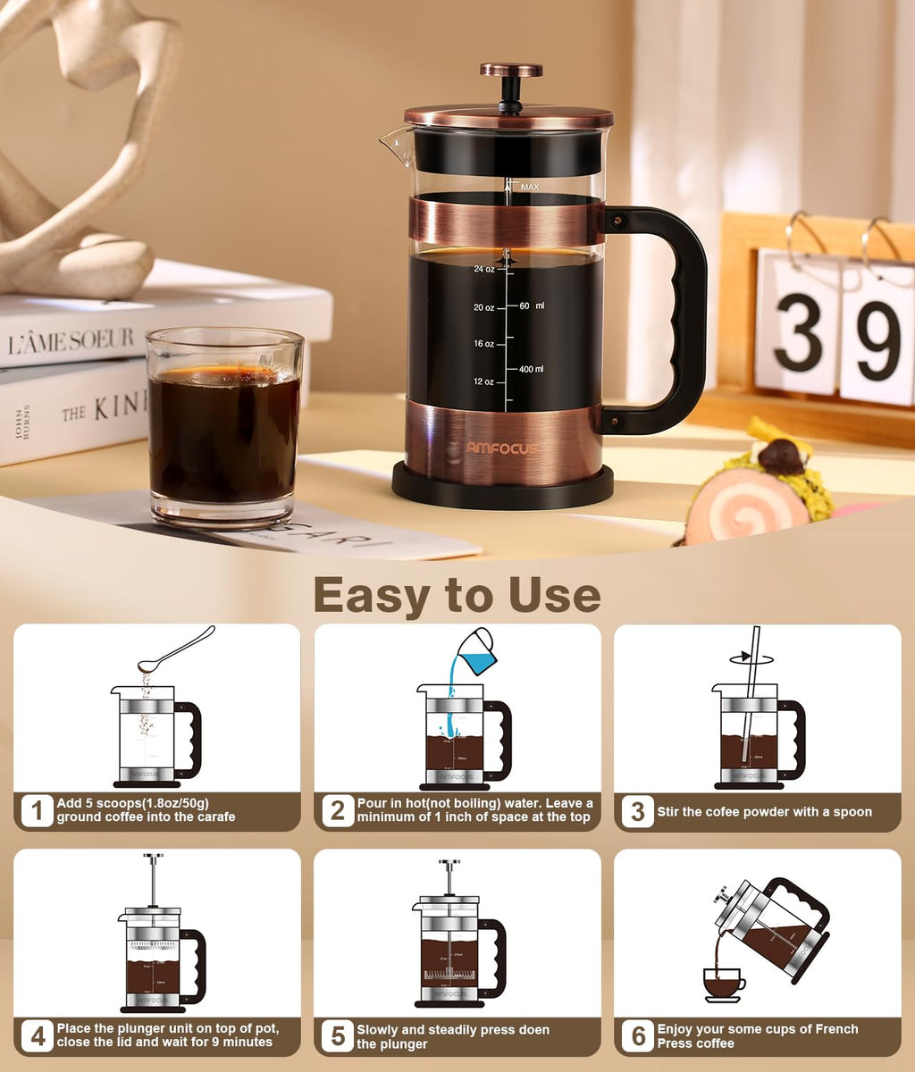 34 Ounce Stainless Steel French Press Coffee Maker N500588