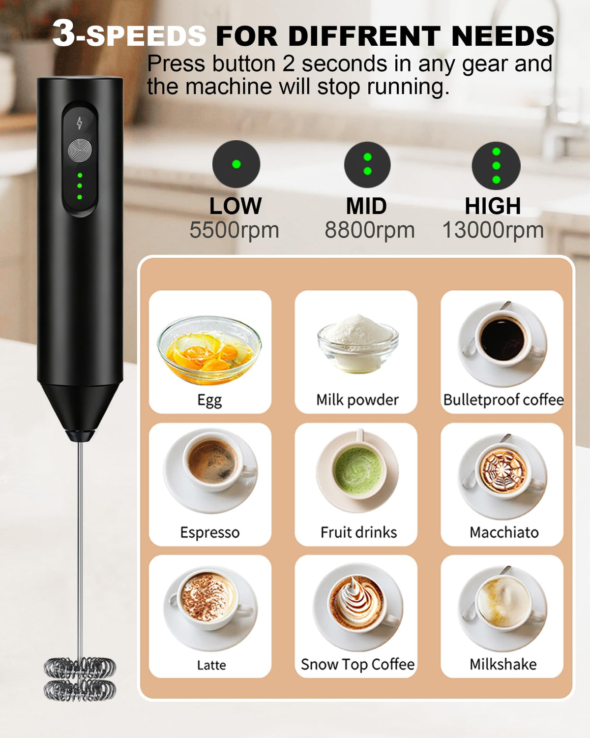 Rechargeable Handheld Milk Frother V700