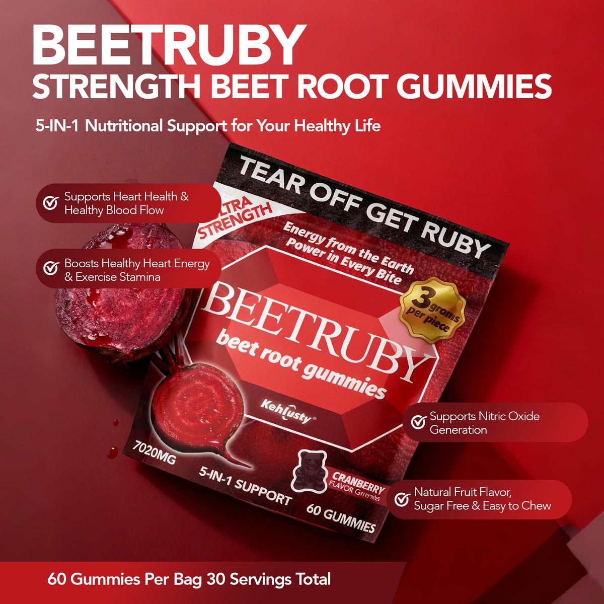 Nitric Oxide Beet Root Gummies, 60 ct W518