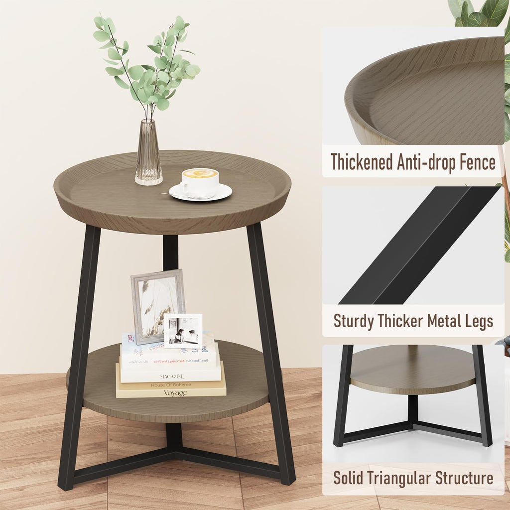 Round 2 Tier End Table with Storage Shelf J6864