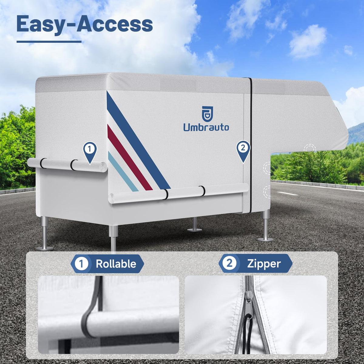 10–12FT Waterproof Oxford Truck Camper Cover with Straps & Air Vents K595532