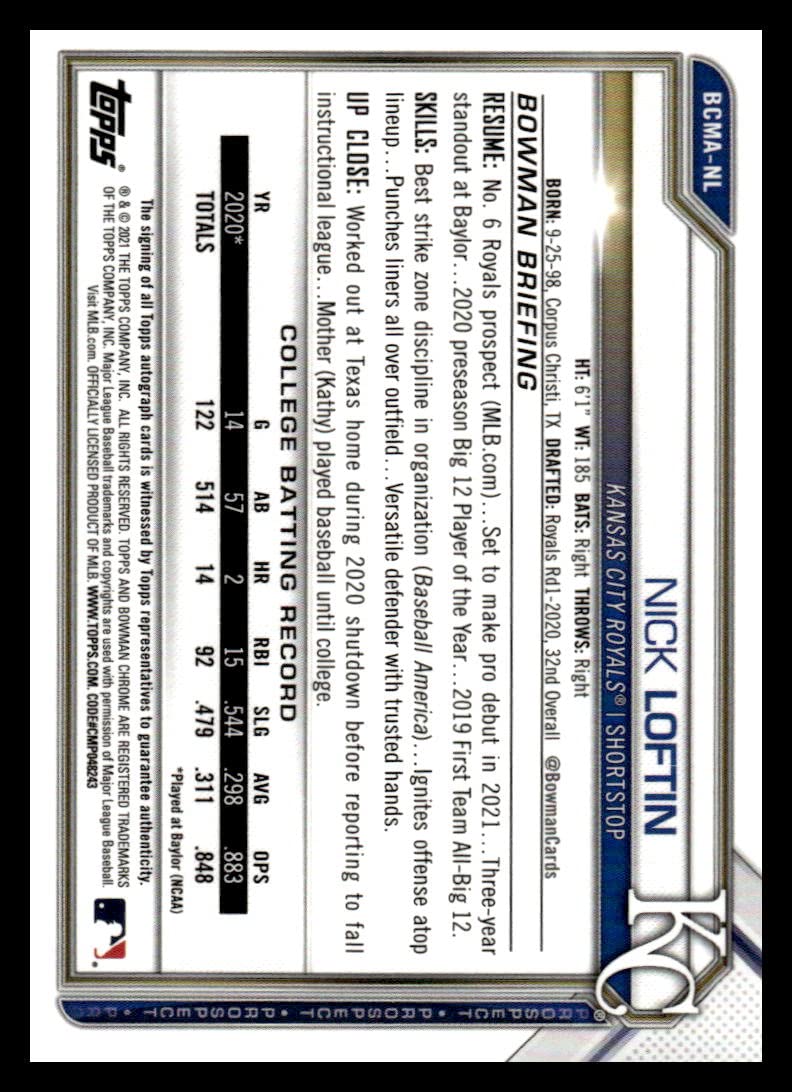 Autographed Refractor Baseball Trading Card G694