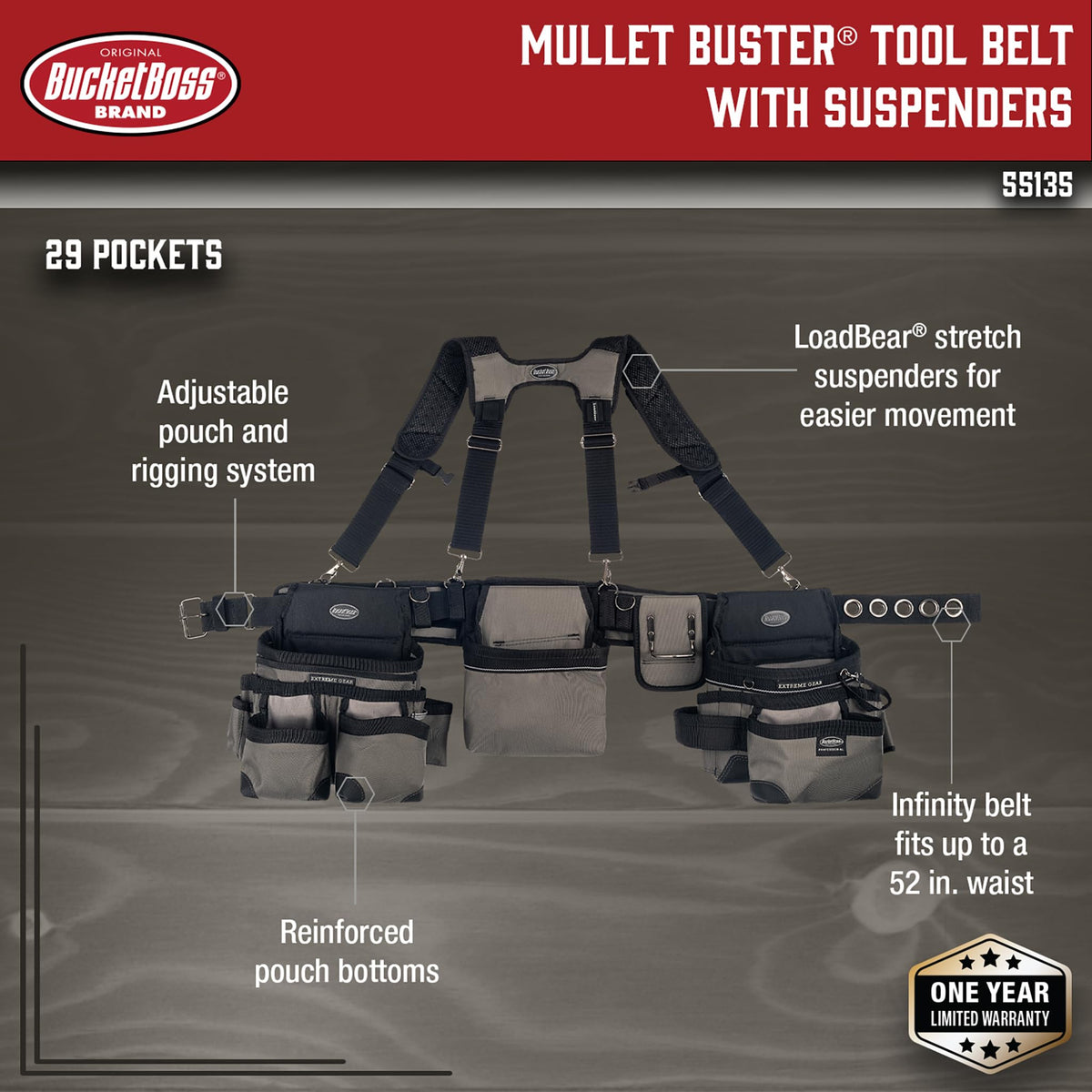 3 Bag Tool Belt with Suspenders W800