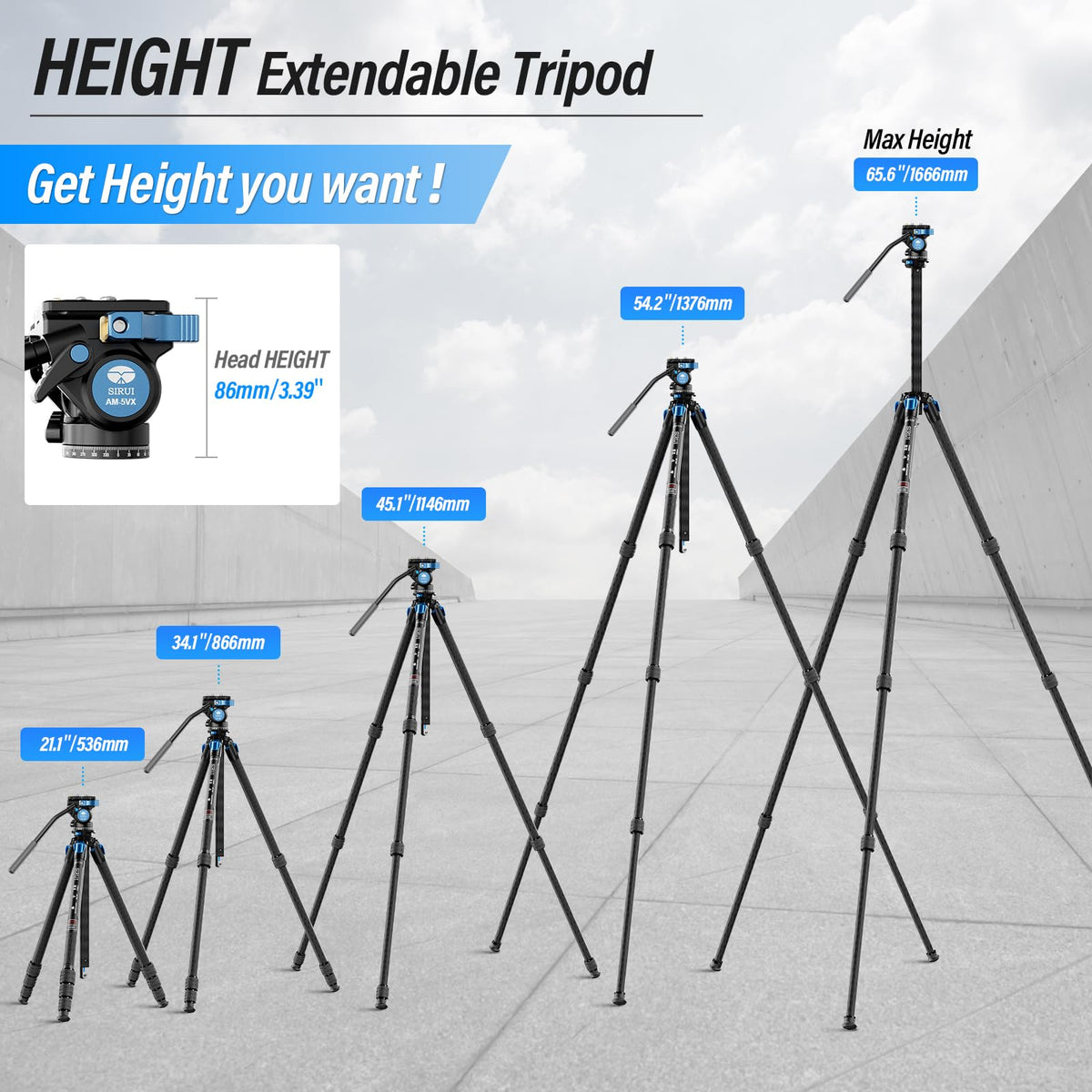 Carbon Fiber Camera Tripod with Fluid Head S789050