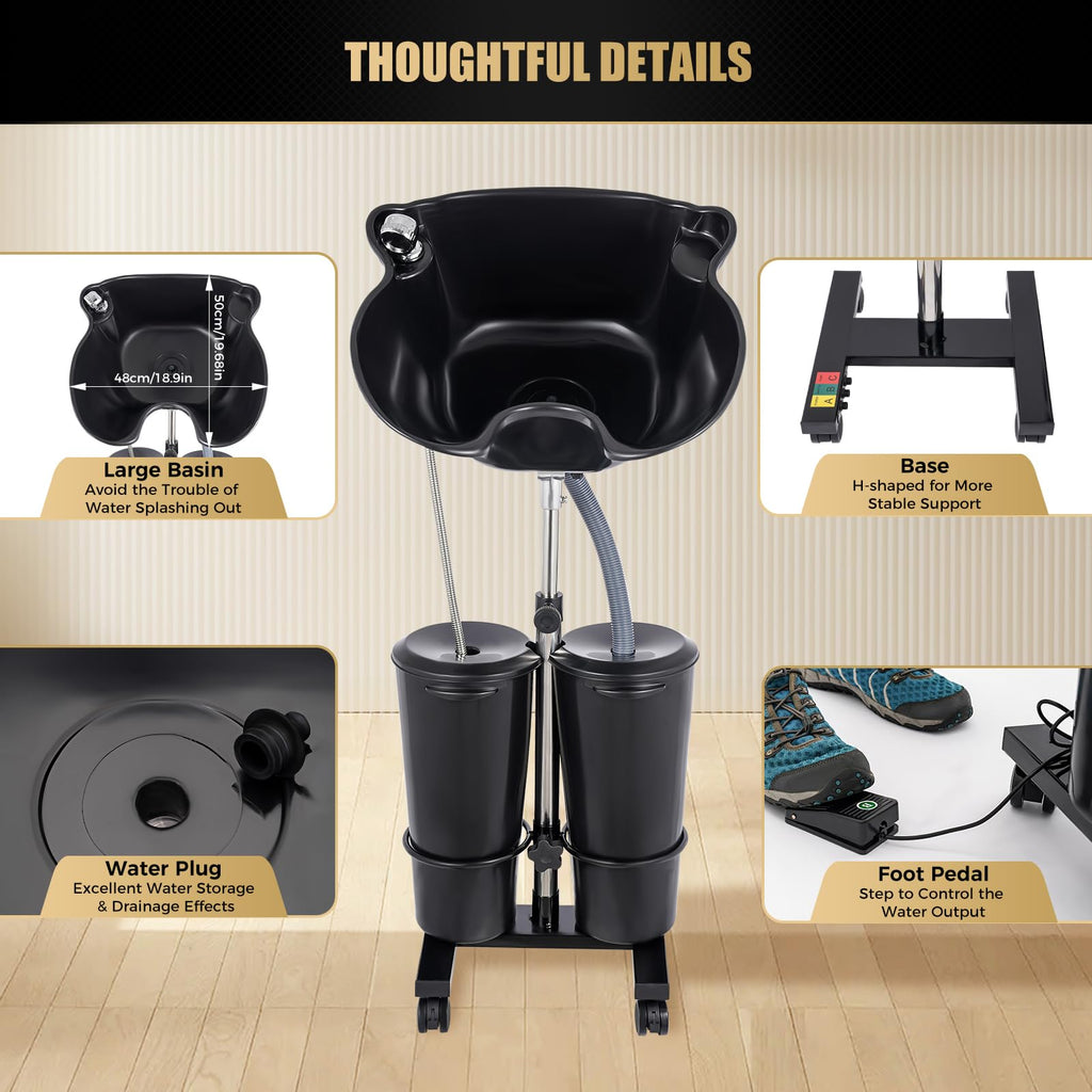 Portable Shampoo Basin with Electric Pump and Wheel B4434