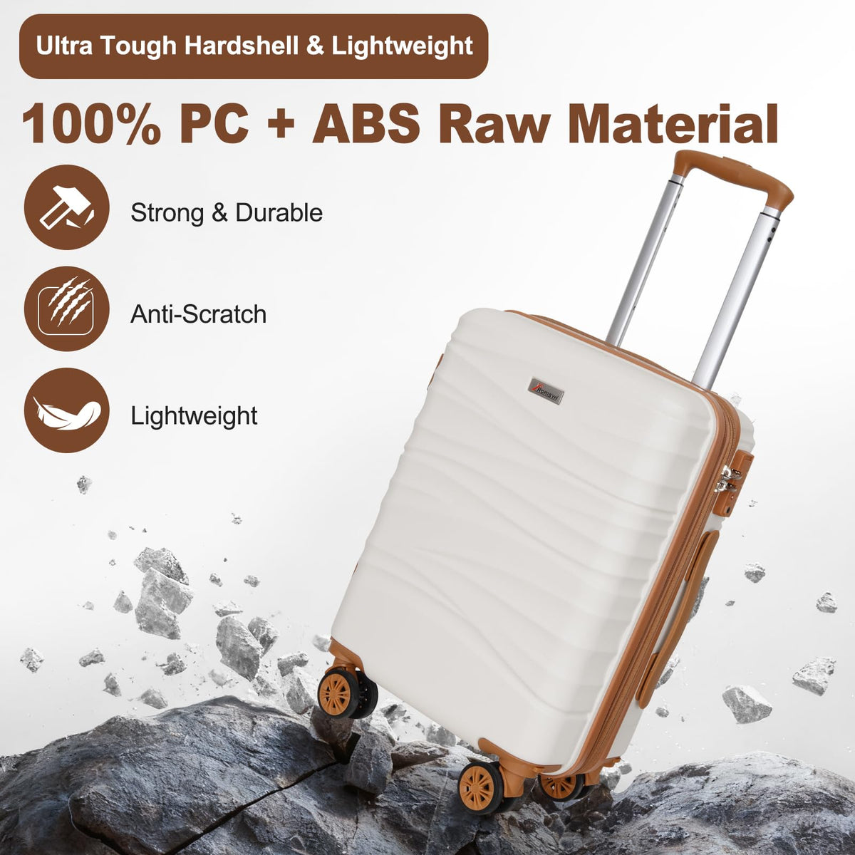 Expandable 21" Carry On Hardshell Luggage with Spinner Wheels, White L93089