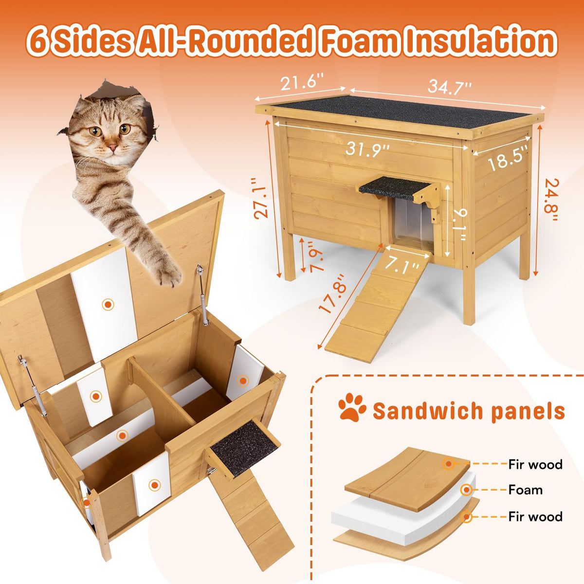 Large Insulated Weatherproof Outdoor Cat House C427