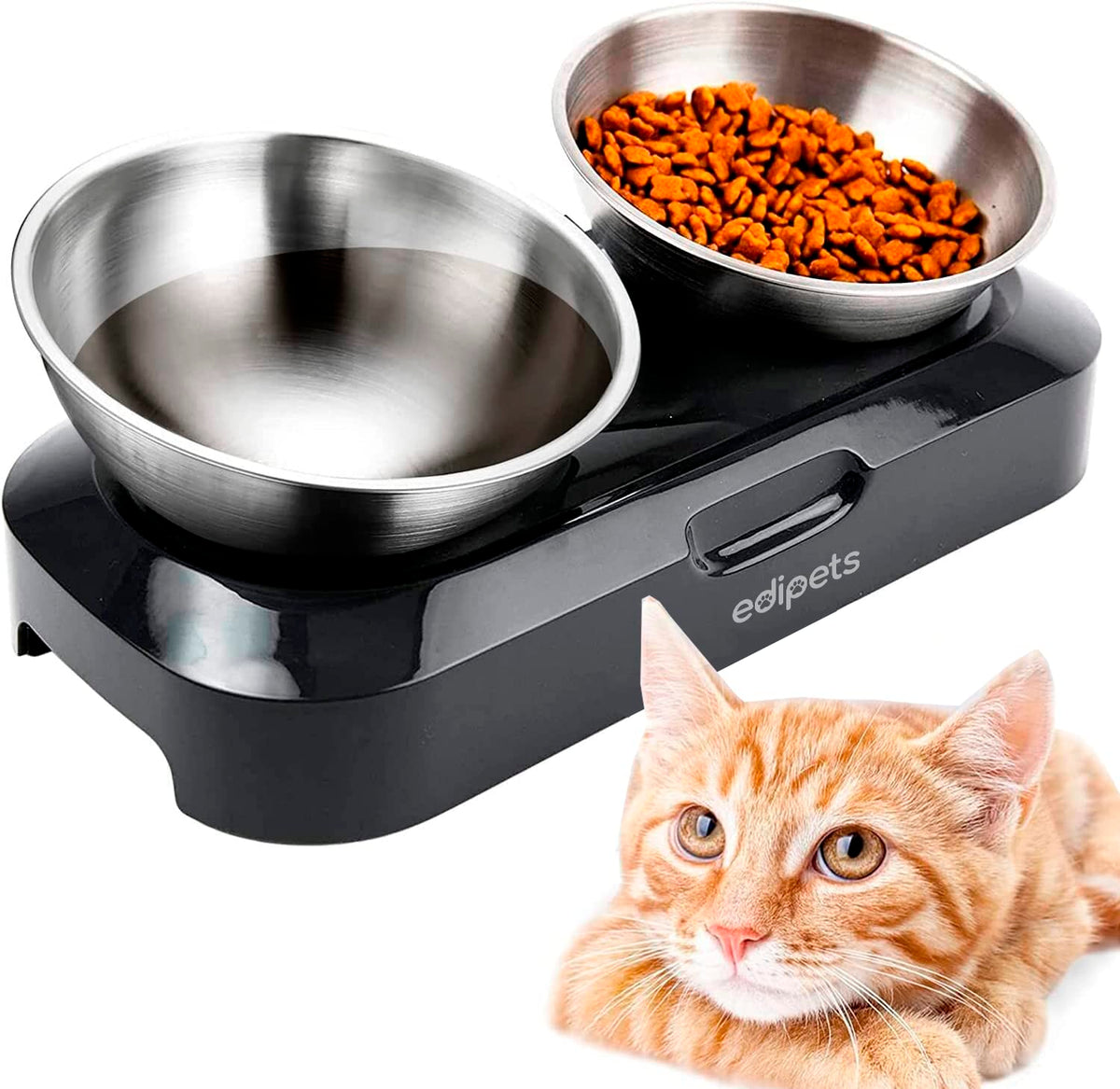 Angle Adjustable Stainless Steel Double Pet Bowl S11847