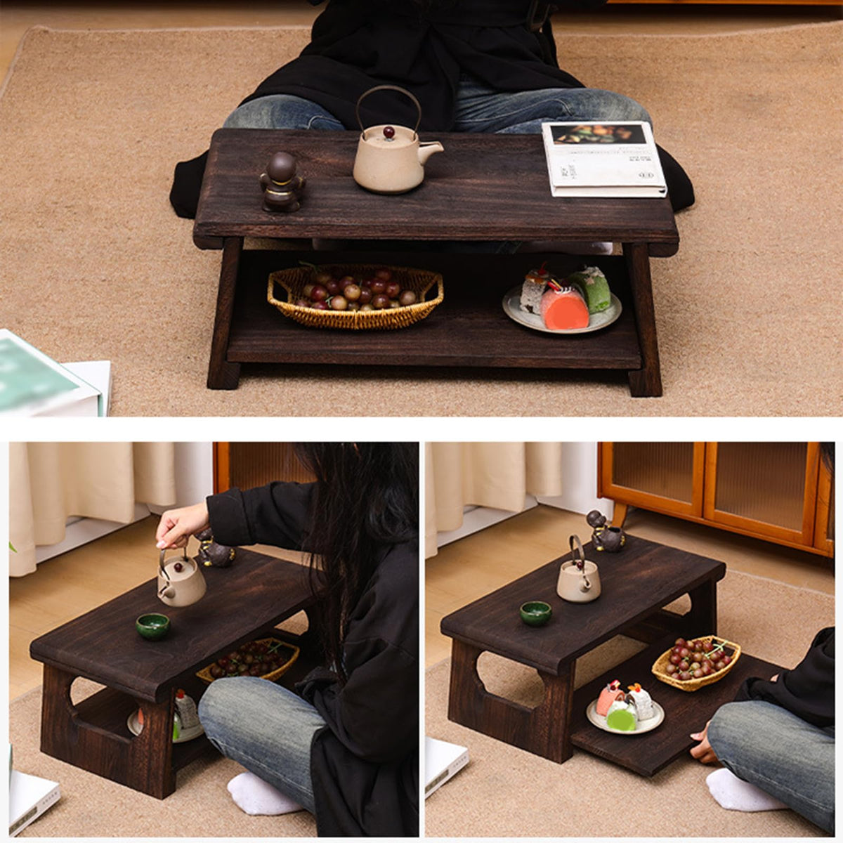 Foldable Japanese Low Floor Table 60x30x22cm Y4807