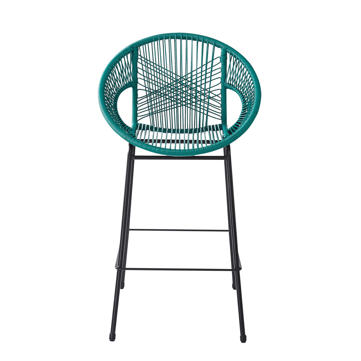 Teal Faux Wicker Outdoor Bar Stool Set of 2 B9755