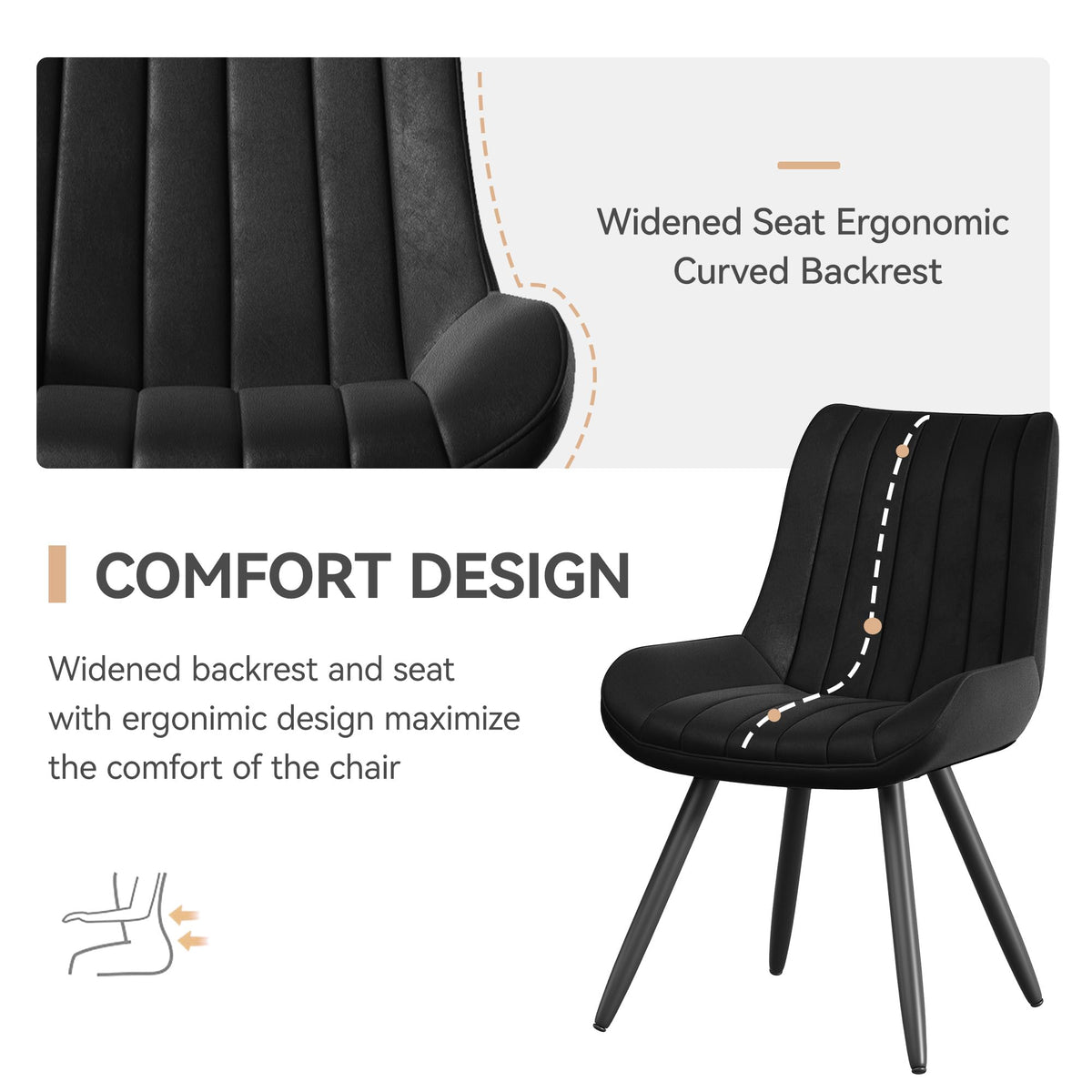 Black Faux Leather Upholstered Dining Chairs Set of 6 Z3227