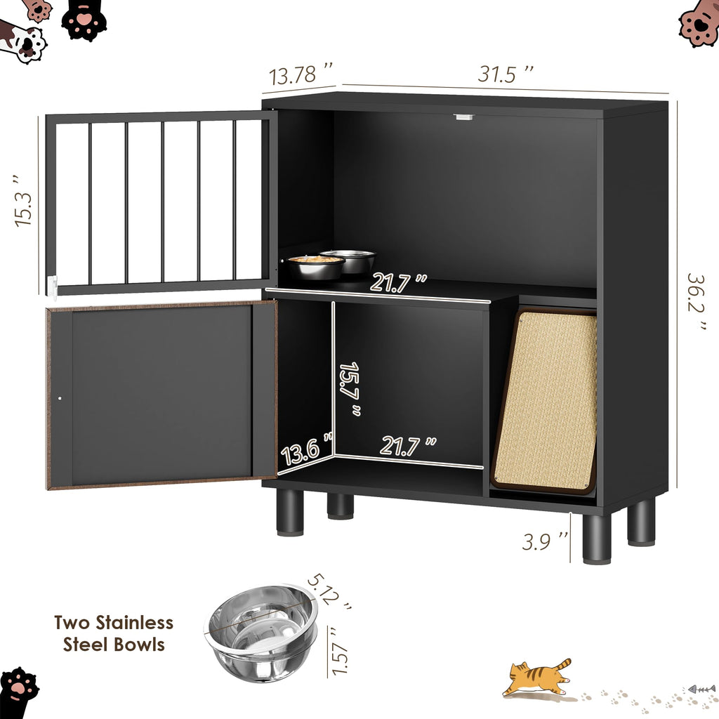 Black Metal Cat Feeding Cabinet B116181