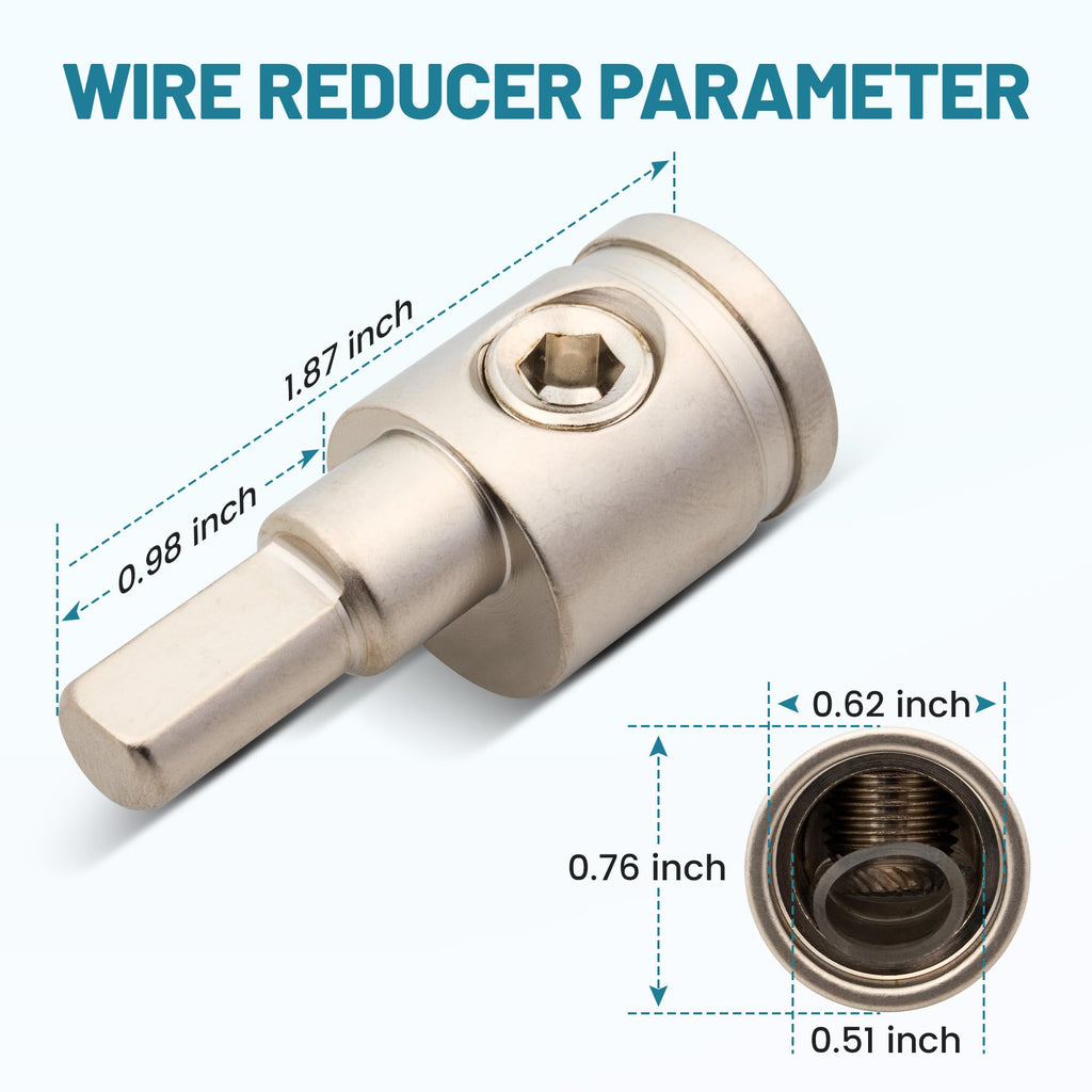 0 Gauge to 4 Gauge Amp Input Reducer 4PCS Brass Wire Terminal Connectors I955567