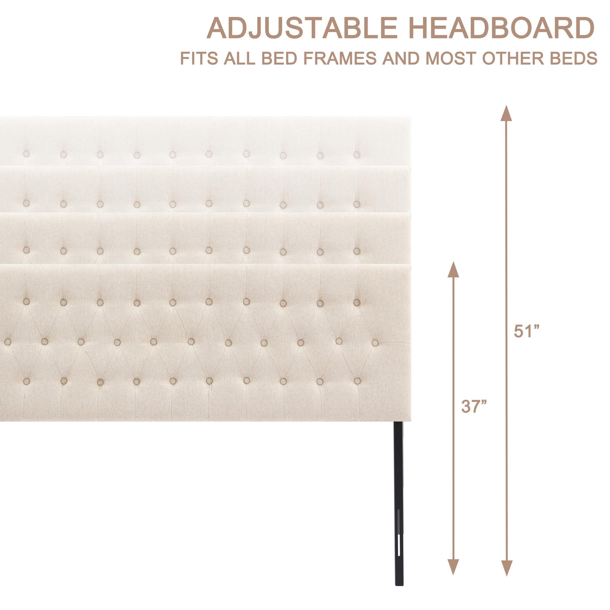 Beige Tufted Upholstered Queen Size Headboard X166