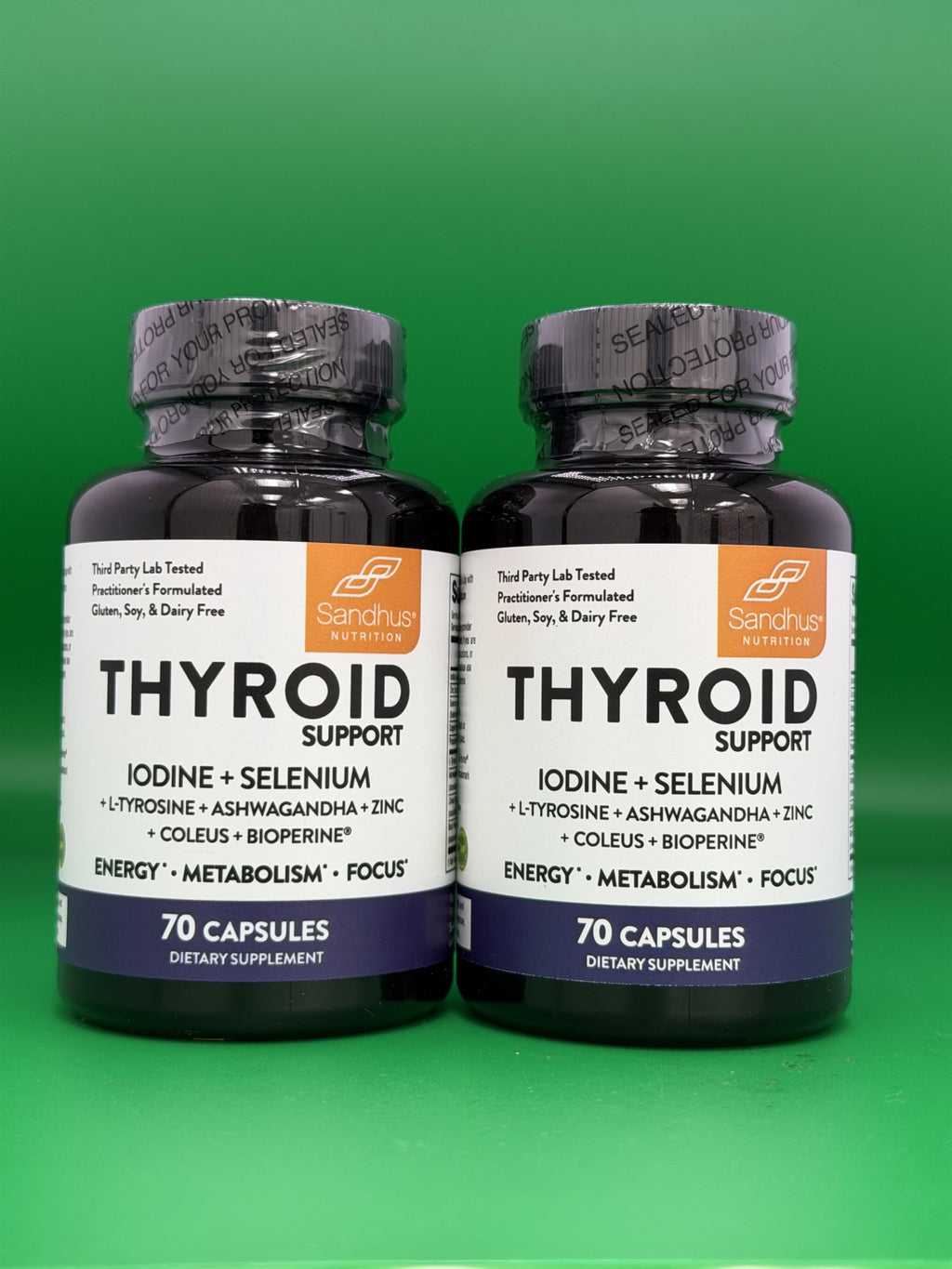 Thyroid Support with Selenium, Zinc, Iodine, L Tyrosine, Ashwagandha, 70 Count (Pack of 2) X33568