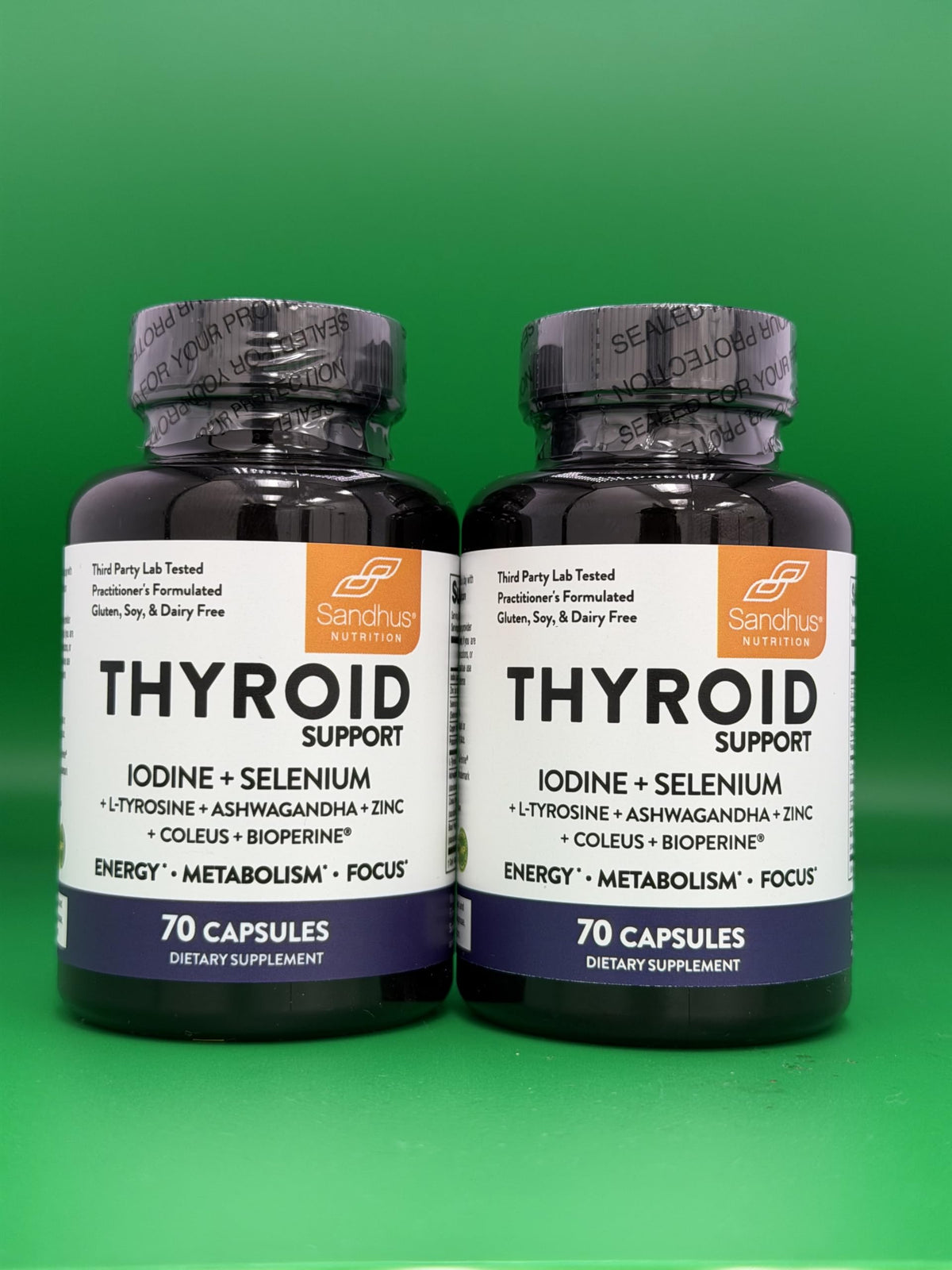 Thyroid Support with Selenium, Zinc, Iodine, L Tyrosine, Ashwagandha, 70 Count (Pack of 2) X33568