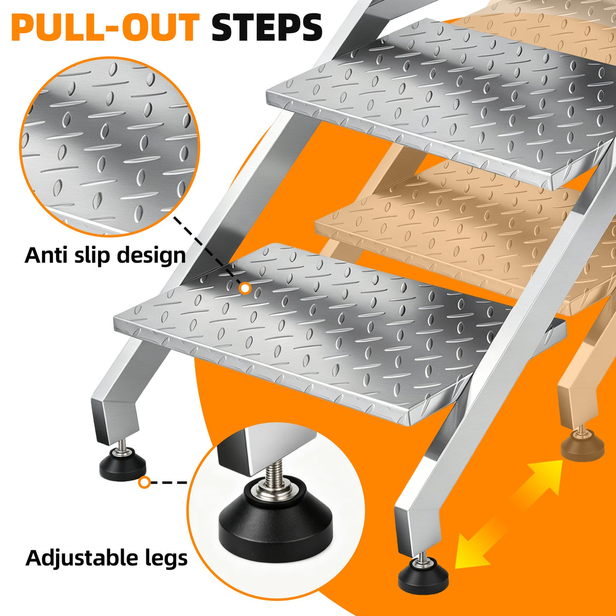 304 Stainless Steel Dog Washing Station with Stairs and 2 Drawers P8469