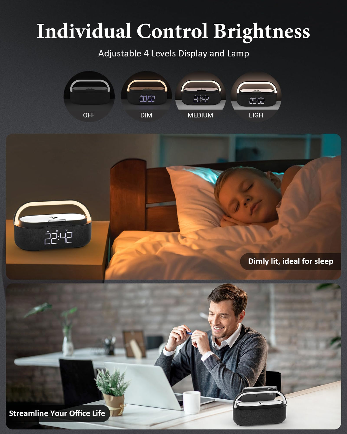 Bluetooth Speaker with Wireless Charger FM Radio LED Light H821147