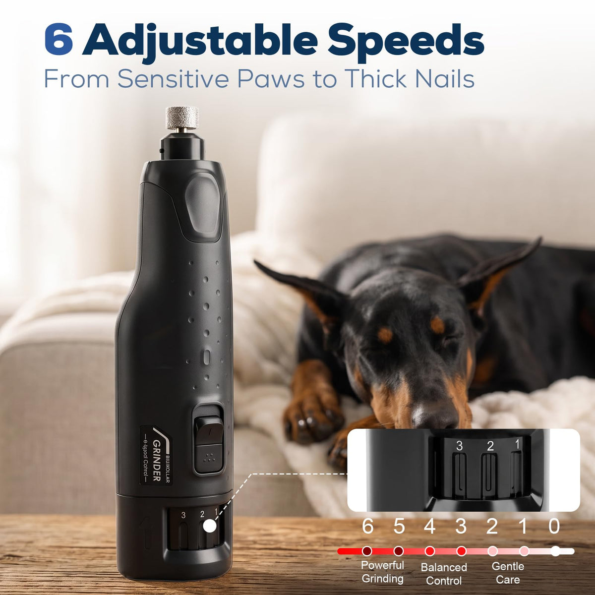 Dog Nail Grinder Quiet 6-Speed with LED Light G5535