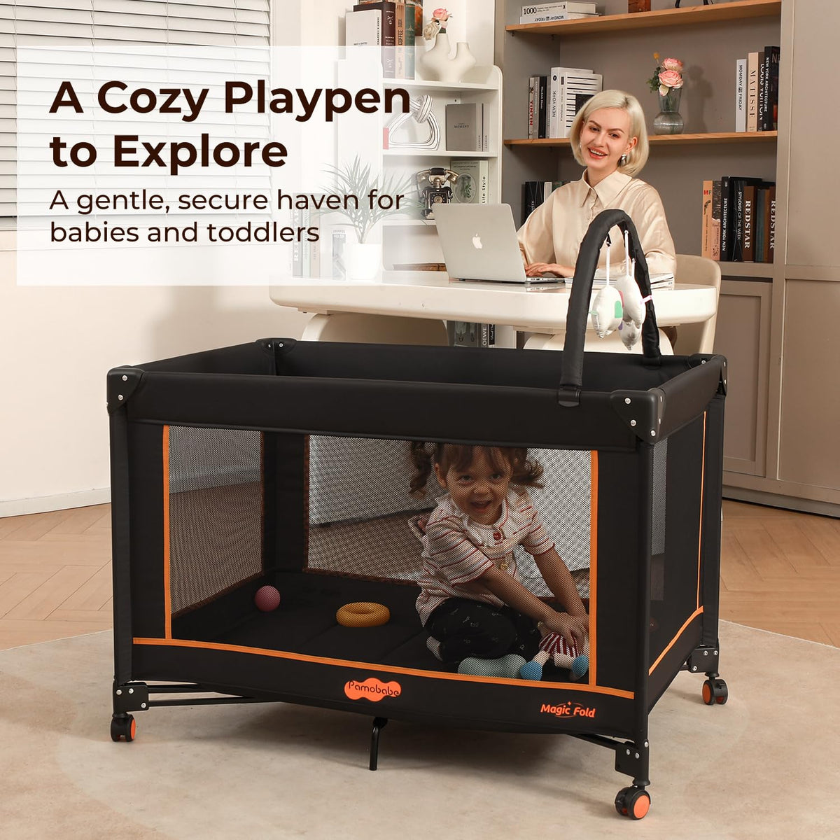 Portable Foldable Playard with Mattress and Storage Bag V8188