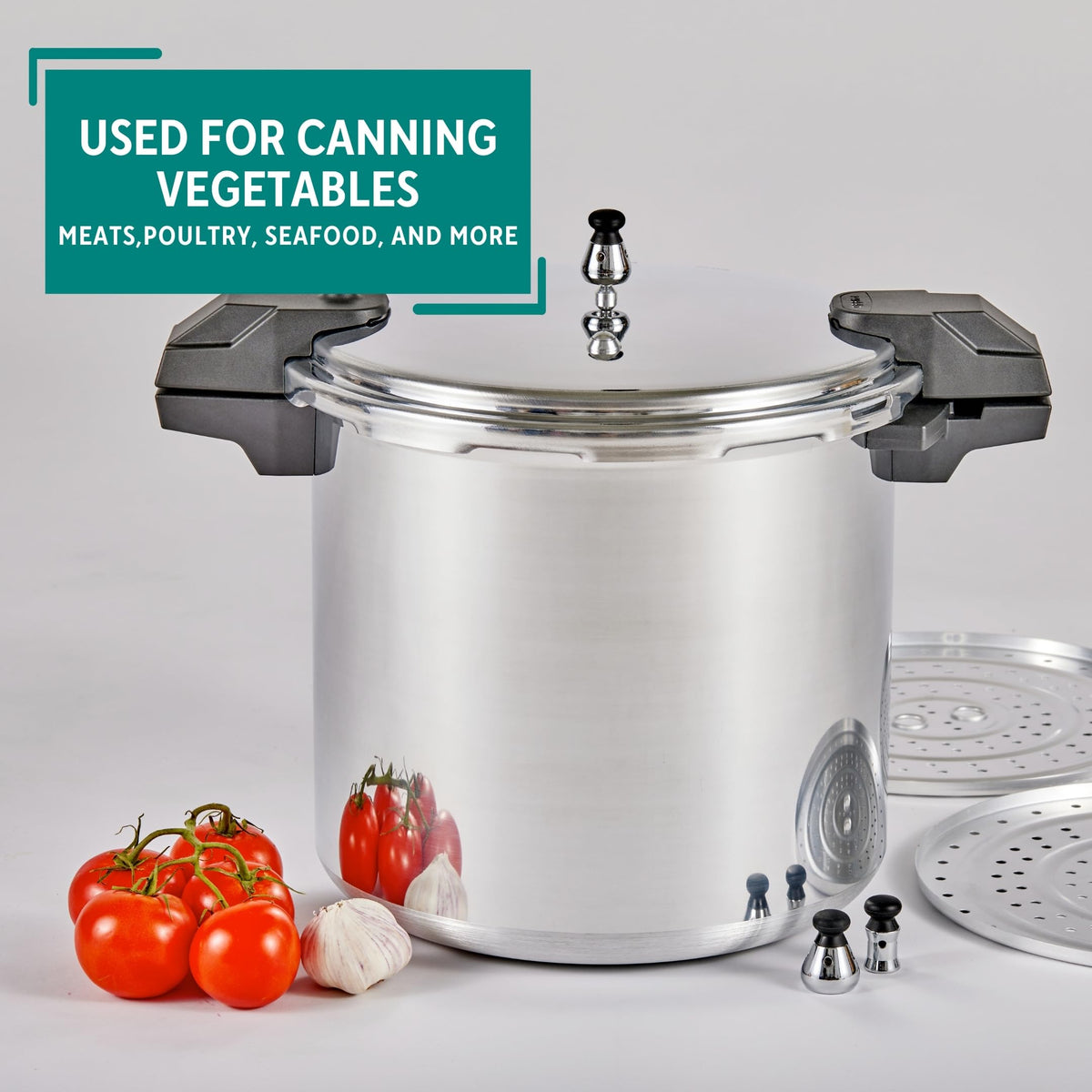 Polished Aluminum 22-Quart Pressure Cooker Z165120
