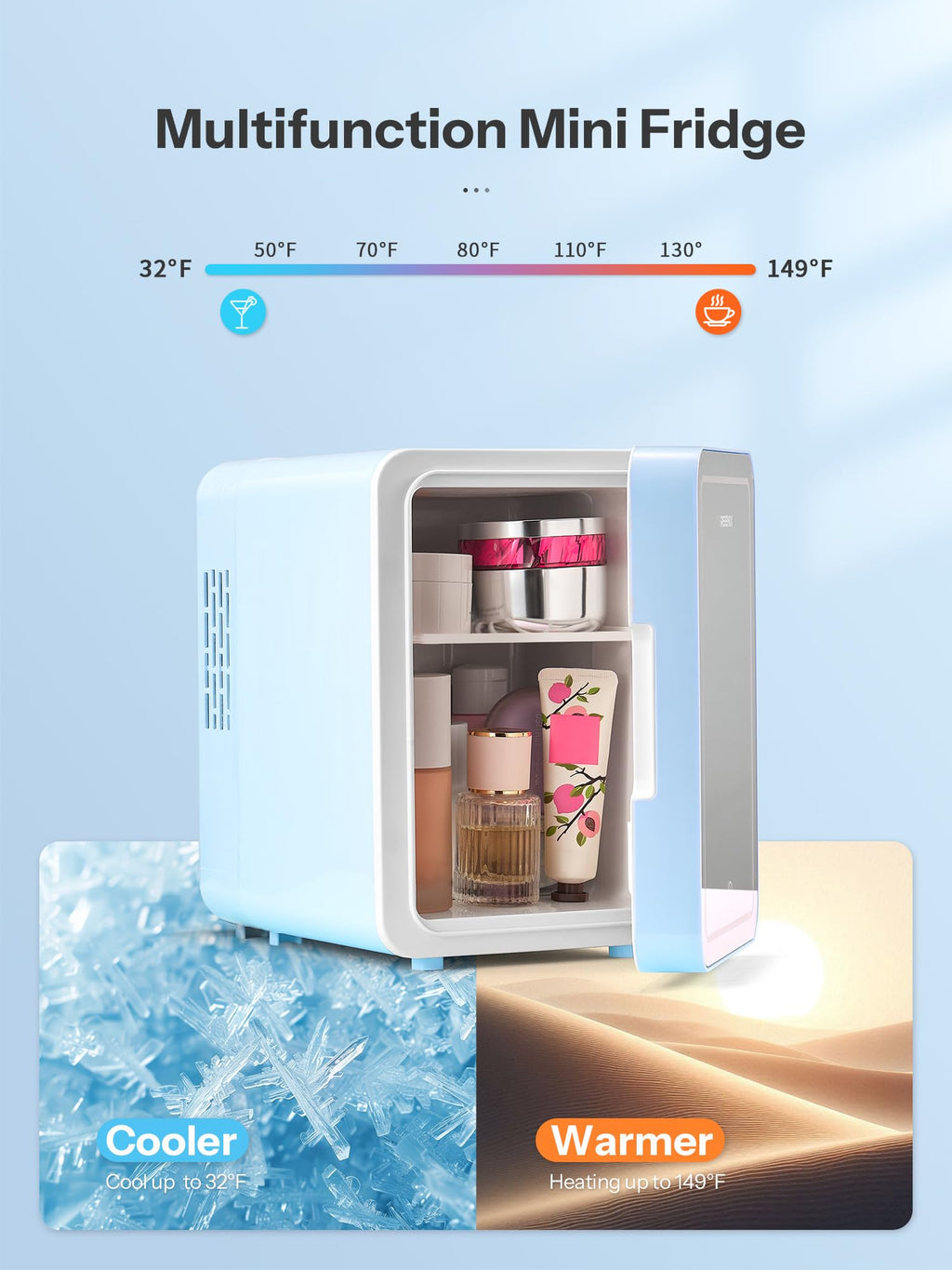 Mini Beauty Fridge with LED Mirror Y67860