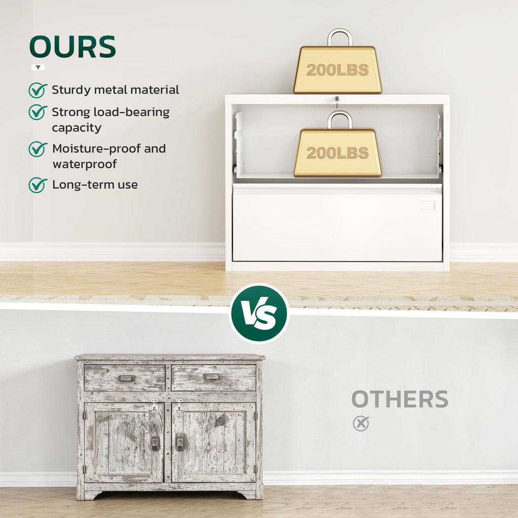 White 2 Drawer Metal File Cabinet with Lock I6161